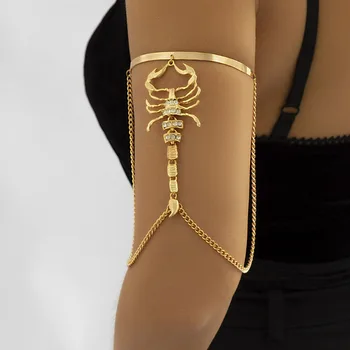 Модный Набор аксессуаров Scorpion, темный Галстук, Металлическая кисточка, ожерелье-цепочка в виде руки Скорпиона, аксессуары для женского очарования